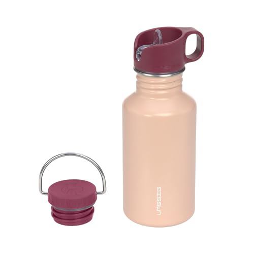 LÄSSIG biberón botella de acero inoxidable sin BPA 500ml niños guardería jardín de infancia a prueba de fugas con tapón/Bottle Stainless Steel Unique rosa