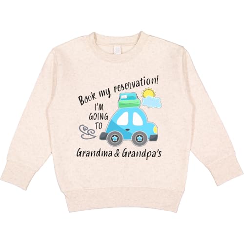 inktastic Book My Reservation I'm Going To Grandma and Grandpa's Toddler Sweatshirt 2T Natural Heather 3b2ba