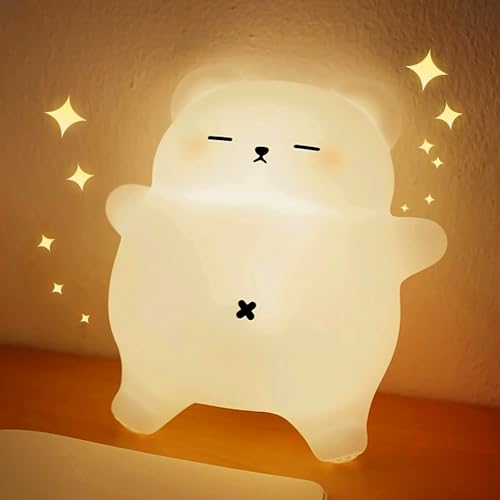 MQFORU Kids Night Light with Timer Nursery Light Lamp Touch Control Silicone Rechargeable Bear Night Light for Baby Bedside Lamp Gift for Children Toddlers Women Teen Girls