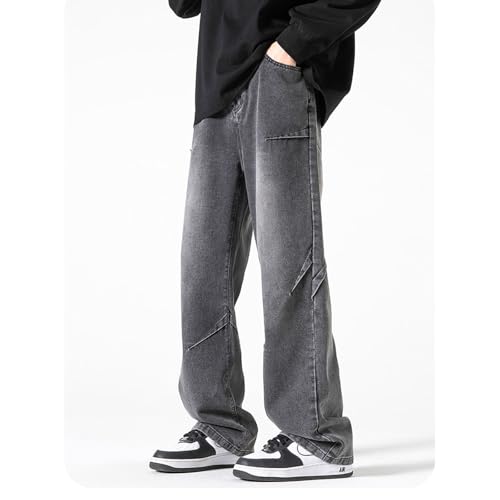 Men's Streetwear Hip Hop Baggy Jeans High Waisted Skateboard Pants Straight Loose Fit Washed Jeans for Teen Boys4