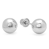 14k White Gold Ball 5mm Stud Earrings with Screwbacks