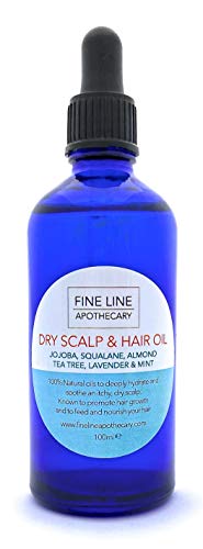 100% Natural ACEITE CABELLO y CUERO CABELLUDO - JOJOBA, ESCUALANO, ALMENDRA + ÁRBOL DE TÉ, LAVANDA Y MENTA 100 ml de Fine Line Apothecary. Hidrata, Repara, Protege. Para el Crecimiento del Cabello Cover