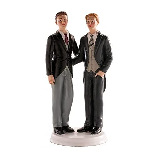 Dekora- 305008 Figurine Mariage Gay pour Le Gâteau 2 Hommes 19 cm, Noir