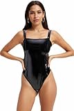 Good American Women's Vinyl Corset Bodysuit - (BLACK001, X-Small)
