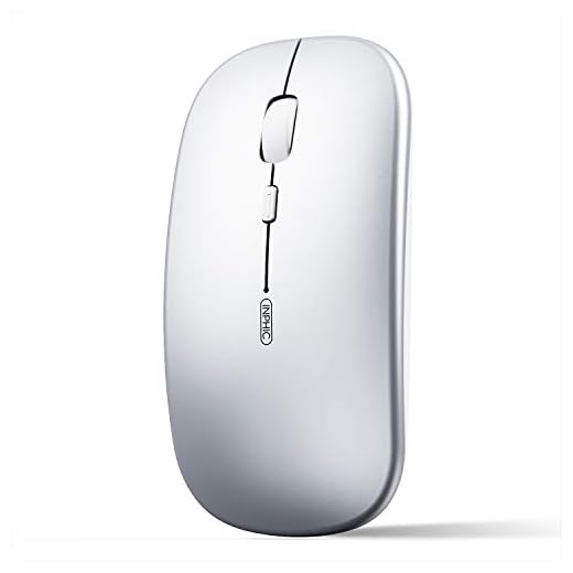 INPHIC Bluetooth mus, smal uppladdningsbar mus trådlös, bärbar tyst trådlös mus Bluetooth datormus för bärbar dator PC Mac, iPadOS, 800/1200/1600 DPI, silver