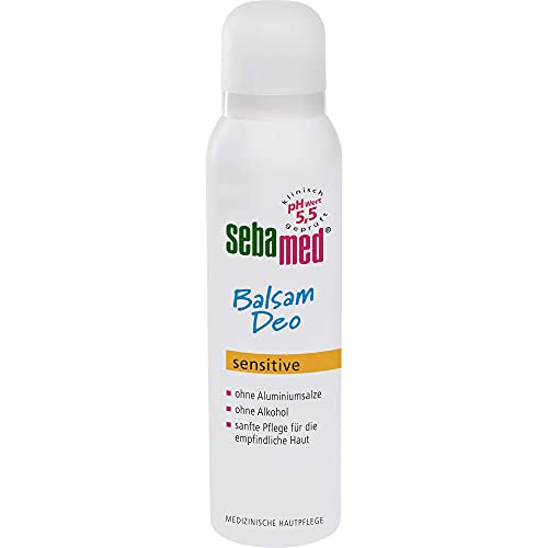 Sebamed Balsam Deo Sensitive Aerosol, Deo ohne Aluminium mit Aloe Vera, Deospray für Damen und Herren, zuverlässiger Schutz vor Körpergeruch, 24h-Effekt, 150 ml