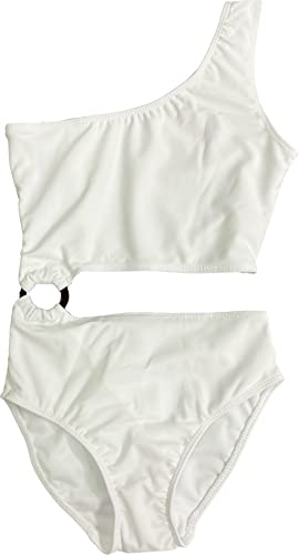 Image of Cheryl Creations Kids Girl's Cute & Comfortable One Shoulder One Piece Ring Cutout Bathing Suit Bikini