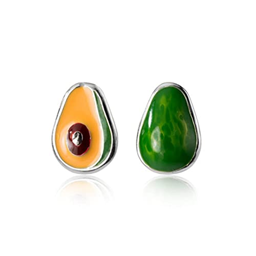 Boucles d'oreilles avocat asymétriques argent 925 mode créative dames