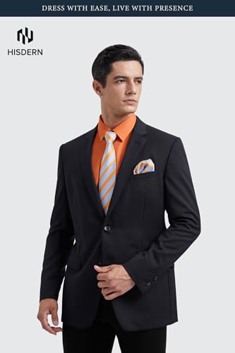 Image of HISDERN Mens Dress Shirt with Tie Pocket Square Set Classic Button Down Shirt Matching Tie Long Sleeve Shirts