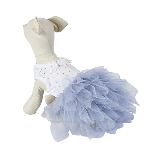 P.rEtTy.DG Dog Dresses for Small Dogs Girl Dog Tutu Dress Dog Dresses Fashion Pet Dog Clothes Female Puppy Dresses for Girl Small Dogs Cats Summer Dress Party Dress Puppy Tutu for Dogs White/Blue XS
