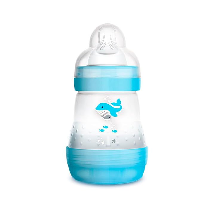 MAM Anti-Kolik-Flasche für Neugeborene, 0-2 Monate, 160 ml, mit Sauger, 1 langsamer Wasserfluss aus Silikon, leicht zu akzeptieren, selbststerilisierend und leicht zu reinigen, Easy Start Anti-Colic,