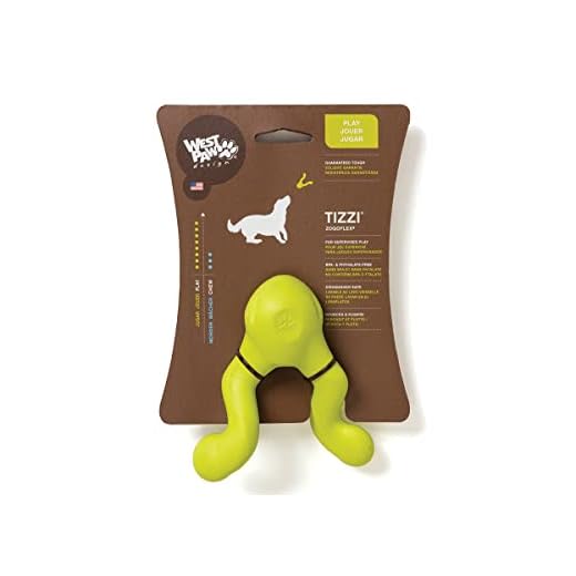 West Paw Zogoflex Tizzi Interactive Treat Dispensing Dog Fetch Play Toy, 100% Guaranteed Tough, It Floats!, Made in USA, 4.5-Inch Small, Granny Smith