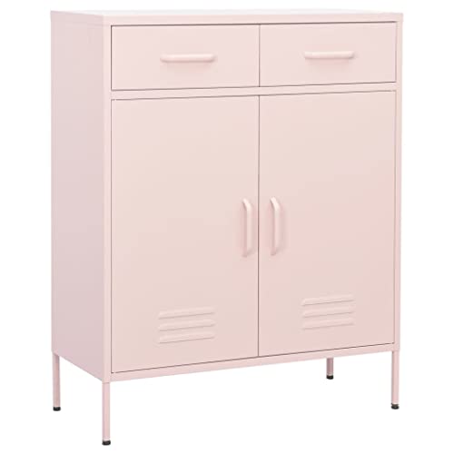 vidaXL Armario de Almacenamiento Aparador Librería Alacena Cajonera Estantería Organizador Muebles Hogar Estable Acero Rosa 80x35x101,5 cm
