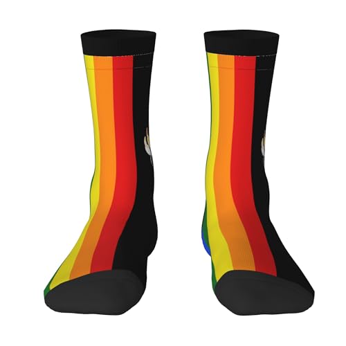 NUYFVG Calcetines deportivos casuales con diseño de bandera de oso Lgbt para hombres y mujeres, divertidos calcetines tobilleros acolchados, 3 Negro, Altoa única