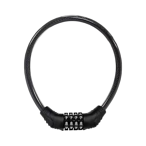 FamGift 自転車ロック 盗難防止 ダイヤル ワイヤーロック 4桁 暗証番号 パスワード自由設定 ダイヤル 携帯に便利 高切断対抗 全周長約400mm 防水 防錆 バイクロック(ブラック)