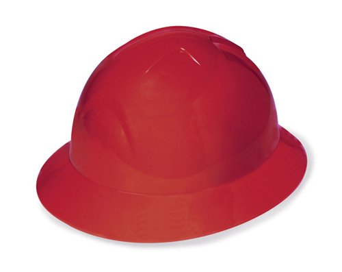 Liberty Glove & Safety AMZ1416R/R DuraShell HDPE Full Brim Hard Hat with 6 Point Ratchet Suspension, Red (Pack of 6)