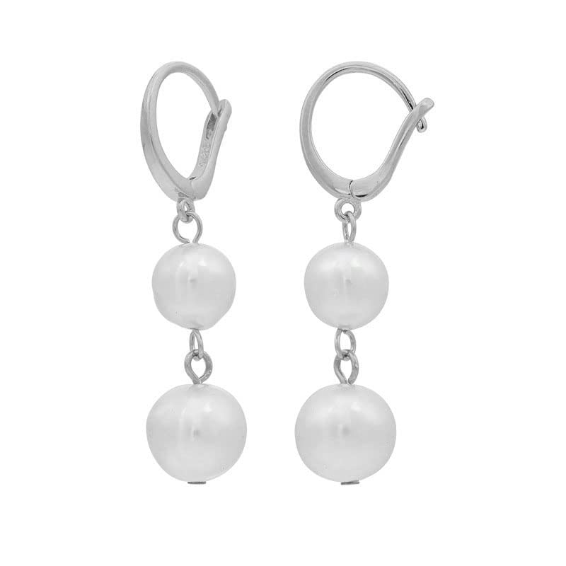 Boucles d'oreilles créoles or 14k doubles perles anti allergie s925