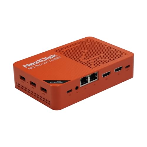 youyeetoo Nest Disk NAS & Mini PC with Intel N150-4-Bay NVMe up to 16TB, 12GB DDR5 RAM, Dual 2.5GbE/WiFi 6, 3X 4K Output, Pre-Installed OMV for Home/Office (12GB+64GB(eMMC),Orange)