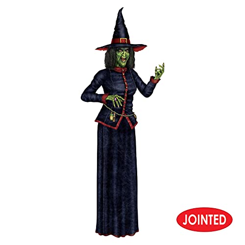 Beistle Paper Jointed Witch Cut Out Scary Halloween Wall Decoration, 6' 2", Multicolored #TOP2