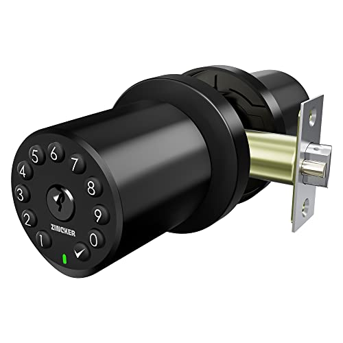 Zincker Door Knob With Keypad Lock Interior Keyless Child Proof Electronic Pin Code Door Knob 5S Auto-Lock For Bedroom Apartment Garage Office Security Coal Black #TOP9