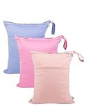 babygoal Wet Dry Bags for Baby Cloth Diapers, Washable Travel Bags, Beach, Pool, Gym Bag for Swimsuits & Wet Clothes with 2 Pockets 3 Pack 3LN09