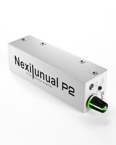 Nexilunual P2 Ultra-Compact in-Ear Monitor Amplifier, Personal Headphone Amp with XLR/TRS Input 3.5mm Output, in Ear Monitor System with Stereo/Mono Switching, Seven-Color Breathing Light