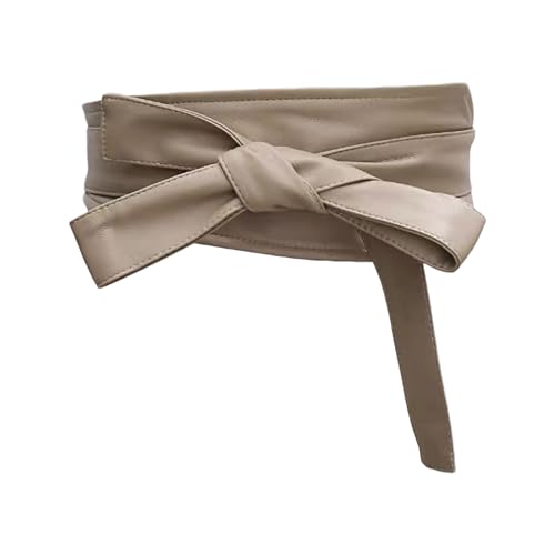 ZooBoo Women’s Faux Sheepskin Wide Waist Belt – Adjustable Soft PU Leather Obi Tie Belt Cinch Sash for Dresses Coats Tunics