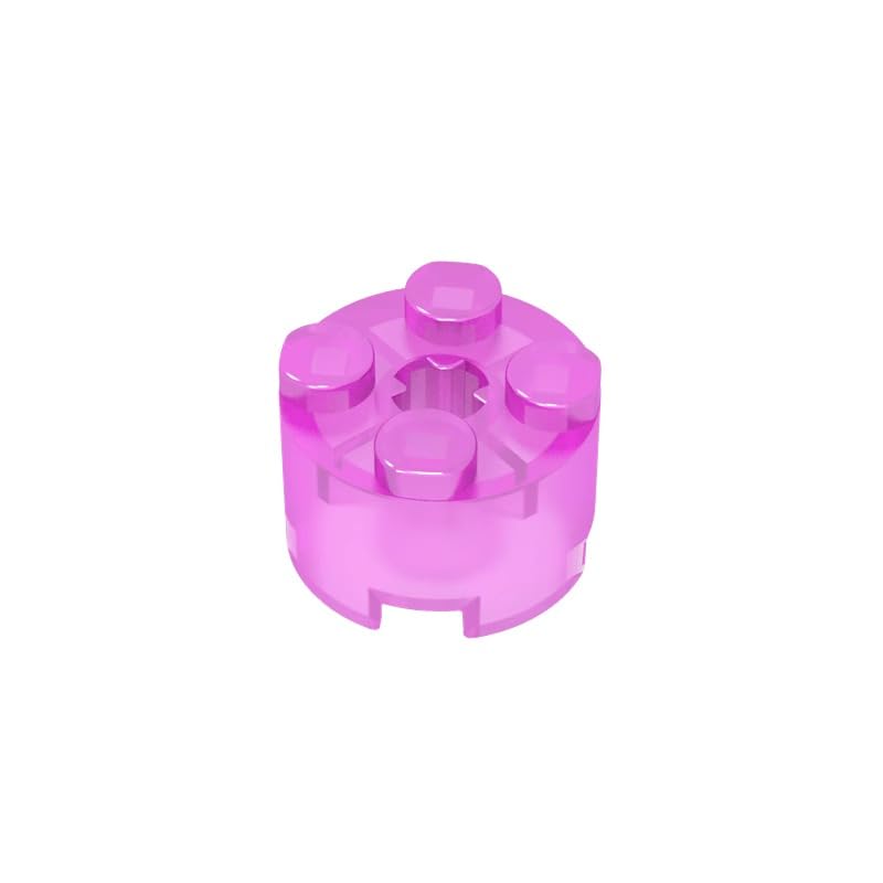Gobricks 6143 Round Brick Brick Round 2x2 with Axle Hole 50 Pieces GDS-607 Compatible with Lego Building Blocks Color:Trans Dark Pink — image 1