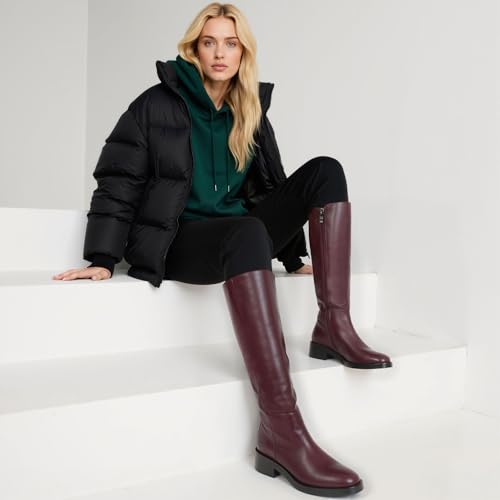 Image of Modatope Knee High Boots Women Round Toe Chunky Heel Fall Boots