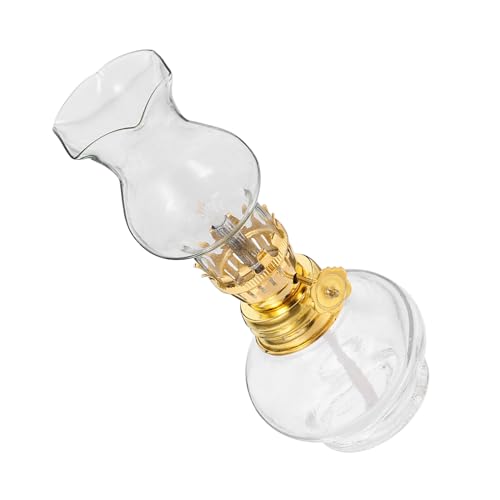 Operitacx Lámpara De Aceite De Vidrio Faroles De Aceite Antiguos Mecha De La Lámpara Rústico Interior Queroseno Mantos Mecha De Linterna De Oficina Transparente Aleación De Aluminio