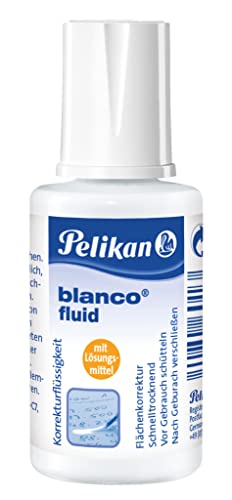 Pelikan Korrekturfluid blanco flüssig, 20 ml, mit Lösungsmitel, 10 Flaschen im Papp-Display