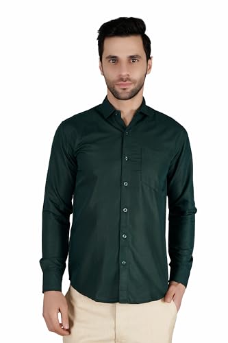 Image of Mens Slim fit Solid Casual Cotton Shirt with Spread Collar and Full Sleeves || Suitable for Office wear