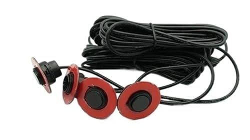Sensor De Aparcamiento Delantero Y Trasero Radar Marcha Atrás para Coche Parktronic 4 Sensores Sensor Aparcamiento, Zumbador Detector Asistencia, Sonda Plana, Kit 12 V Universal(Negro)