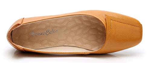 Venuscelia Women's Plain Dance Flat Shoe (7.5 M Us,Yellow) #TOP4