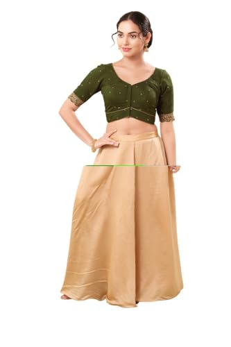 Image of Vamas Women's Silk Padded Self Design Half Sleeve Readymade Saree Blouse (X-1209.ELB)