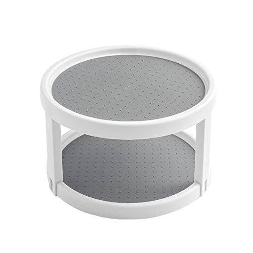 360 Rotation Double couche Organisateur de Cabinet Épices Rack Rangement Garde-manger Table tournante 25 cm - Gris
