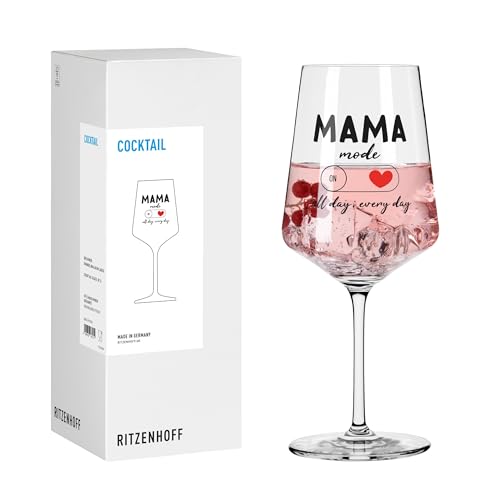 RITZENHOFF 8171012 Cocktail-Glas 500 ml, Serie Sprüche, mit lustigem Schriftzug Mama mode - modern, Made in Germany
