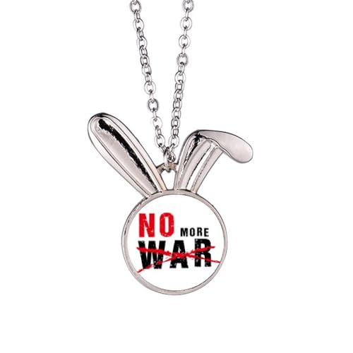 Collier pendentif lapin bijou tendance message paix No more war love peworld accessoire mode