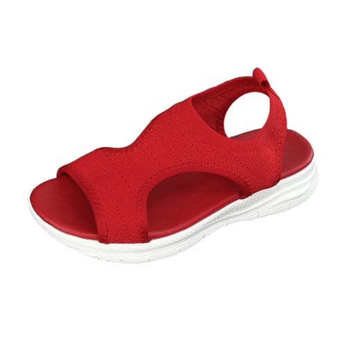 Sandales en maille tricotée pour femme avec semelle épaisse et confortable
