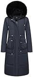MOERDENG Women's Long Winter Puffer Coat Waterproof Warm Maxi Down Jacket Faux Fur Removable Hood Parka
