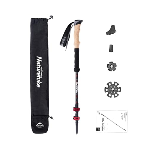 Naturehike Fibra di Carbonio Trekking Pole-pieghevole palo Telescopico con Manico in Sughero...