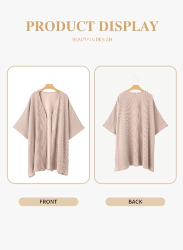 Image of Eytino Women Plus Size Lightweight Cardigan Half Sleeve Ribbed Knit Kimono Cardigans Tops(1X-5X)