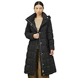 BHGLUZGBY Chaqueta Plumón Down Jacket Mujer Abrigo Largo Acolchado Invierno Ligero Cálido Capucha Extraíble Corte Ajustado,Black,3XL