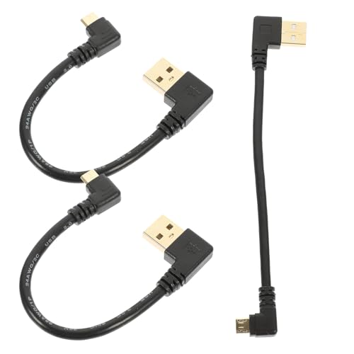TOGEVAL Cable Micro USB en Ángulo Recto 6 Pulgadas 5 Contactos 3 Piezas Transferencia de Datos para Teléfonos Inteligentes y Tabletas de Alta Velocidad