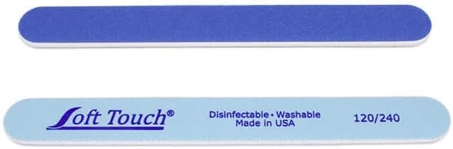 Soft TouchNail File, Double Sided - 120/240 Grit, Light/Dark Blue, for Natural or Acrylic Nails, 7 Inch - 25 Piece