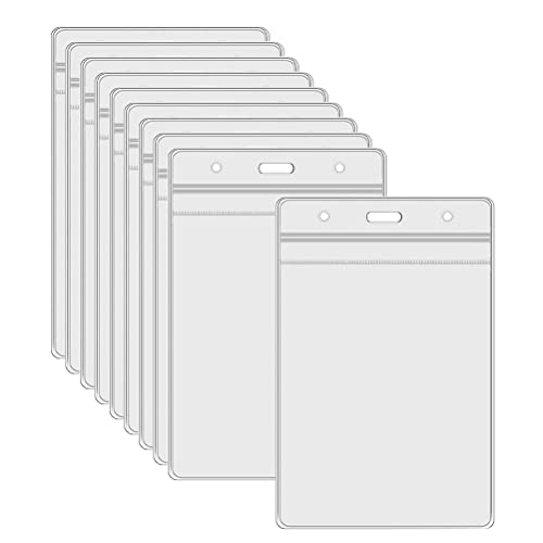 10 Pcs Porte Badge, Porte-Badge Transparent Porte-Badges Verticaux en Plastique Étanche pour Carte d'Étudiants, Carte de Visite, Carte Bus 11 x 6.8 cm