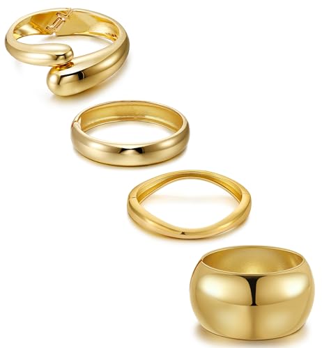 Gold Bangle Bracelets for Women Wide Hinged Twist Wrap Arm Cuff Trendy Thick Bracelet Jewelry