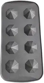 Forma de Gelo Silicone 8 Cubos Formato Diamante Multiuso Flexível Prática Reutilizável Durável Suporta Altas Temperaturas Fácil de Remover o Gelo e Lavar