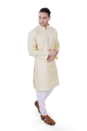 Image of Amazon Brand - Anarva Men's Pastel Linen Kurta Pyjama Set