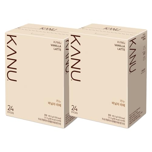 KANU Vanilla Latte Instant Coffee Mix – 24 Sticks × 2 Boxes (48 Single-Serve Sachets), Smooth Creamy Vanilla Flavor, Easy Hot Latte Anywhere